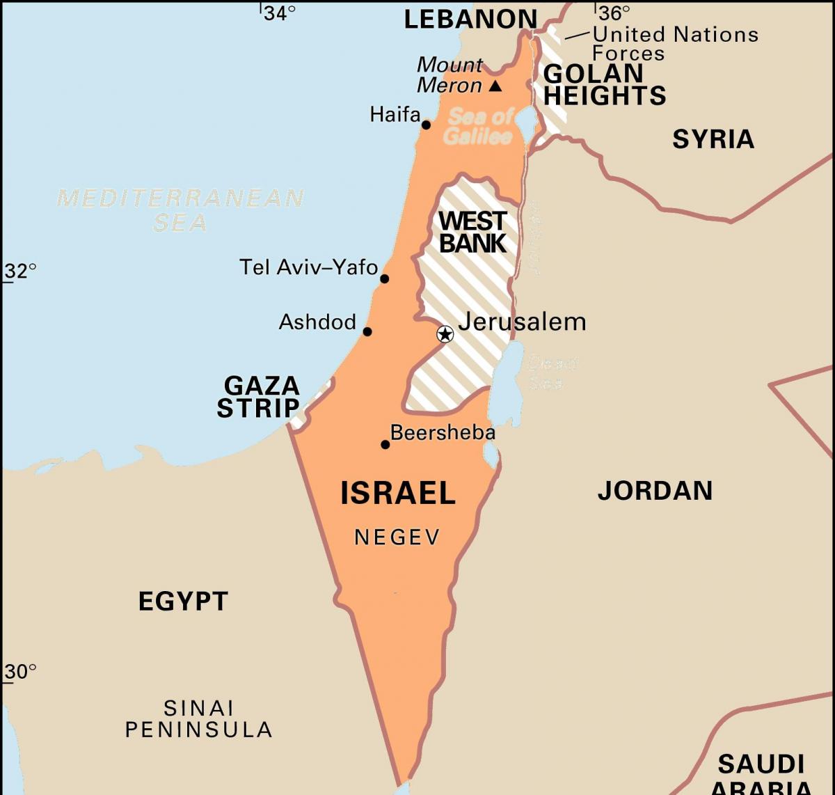 Карта Израиля и приграничных стран
