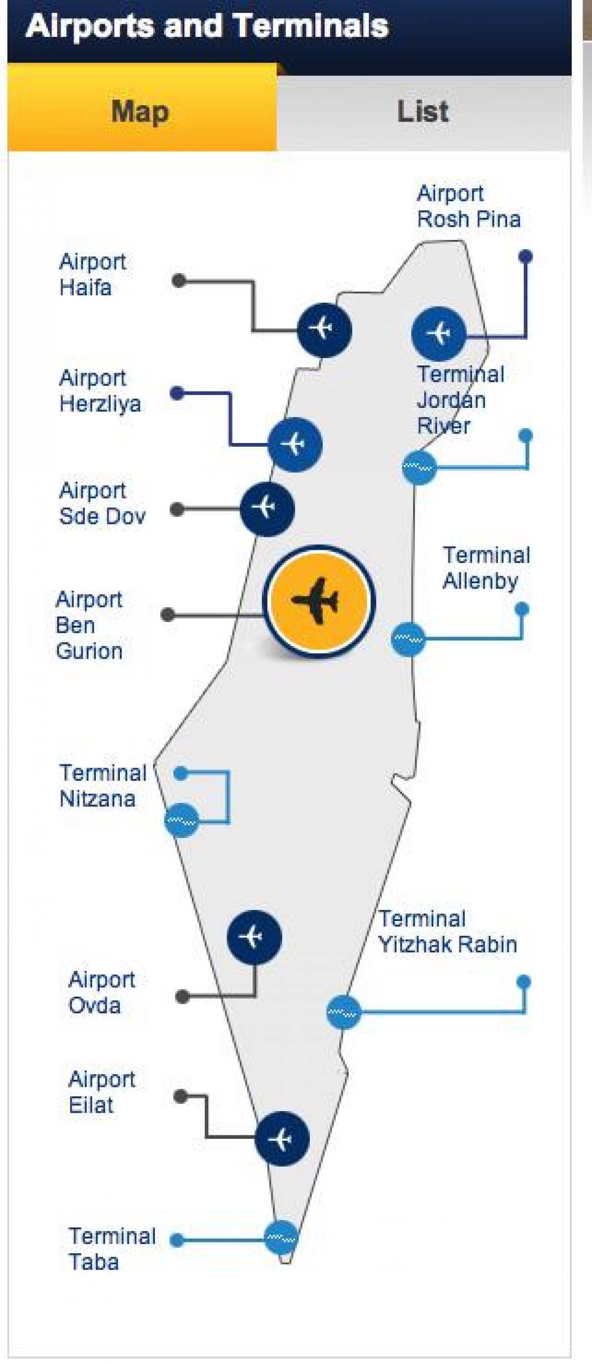 Карта аэропортов Израиля