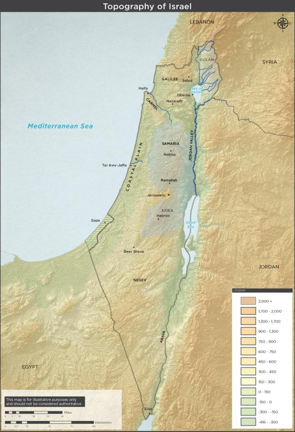 Топографическая карта Израиля